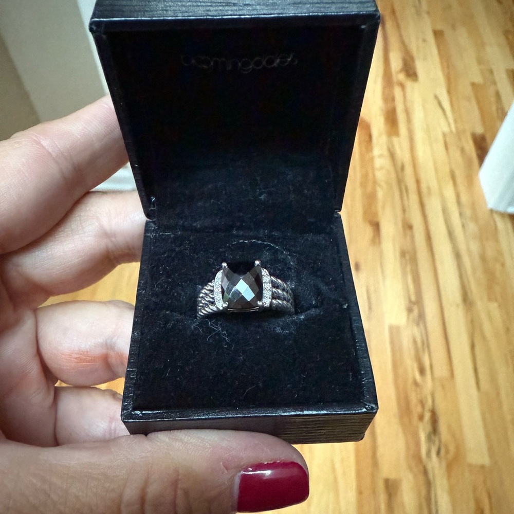 David Yurman Silver Ring with Black Stone